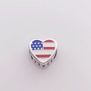 Pandora USA Country Heart Flag Charm Rhode Island Flag heart Charm Pendant